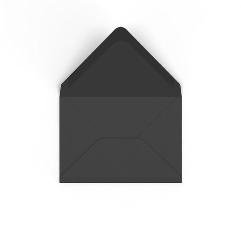 C6 Black British Made Gummed V-Flap Envelope (114 x 162mm)