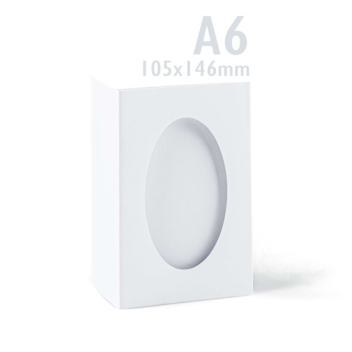 Weiße Klappkarten mit ovalem Ausschnitt – 3-fach Falz, Packung