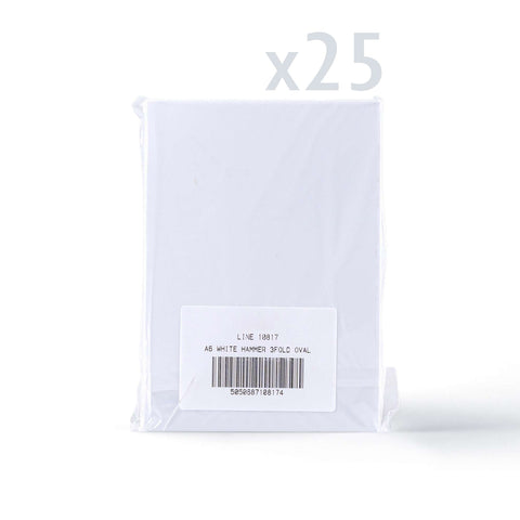 White Hammered Tri-Fold Oval Aperture Cards Pack