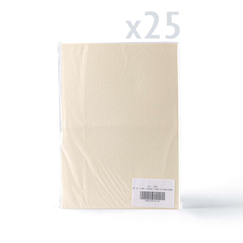 Hammered Cards & Envelopes Pack Ivory 114x192 mm + 105x148 mm