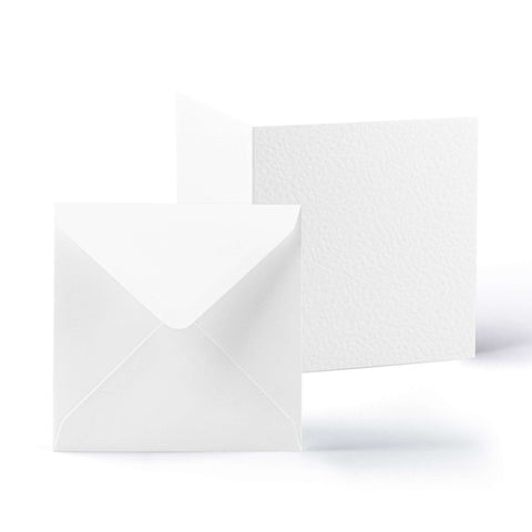 Hammered Cards & Envelopes Pack White 130x130 mm + 125x125 mm