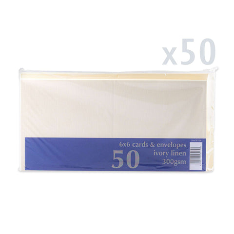 Linen Cards & Envelopes Packs Ivory 155x155 mm + 145x145 mm