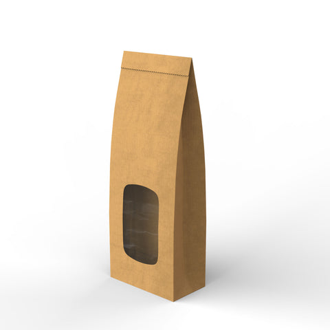 Paper Kraft Food Bags Manila 285 x 100 mm Window