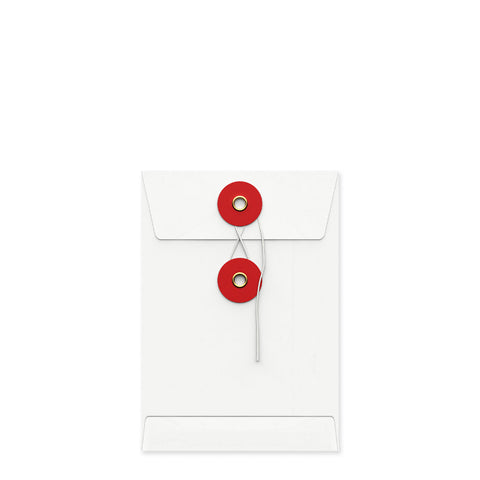 Coloured envelopes with string and washer closure White + Red 162 x 114 mm (C6)