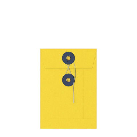 Coloured envelopes with string and washer closure Yellow + Navy Blue 162 x 114 mm (C6)