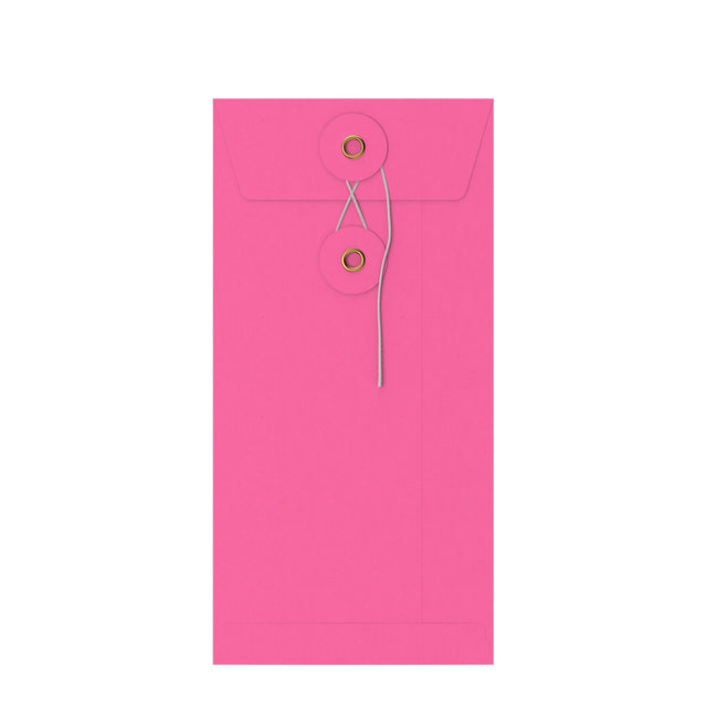 Coloured envelopes with string and washer closure Pink 220 x 110 mm (DL)