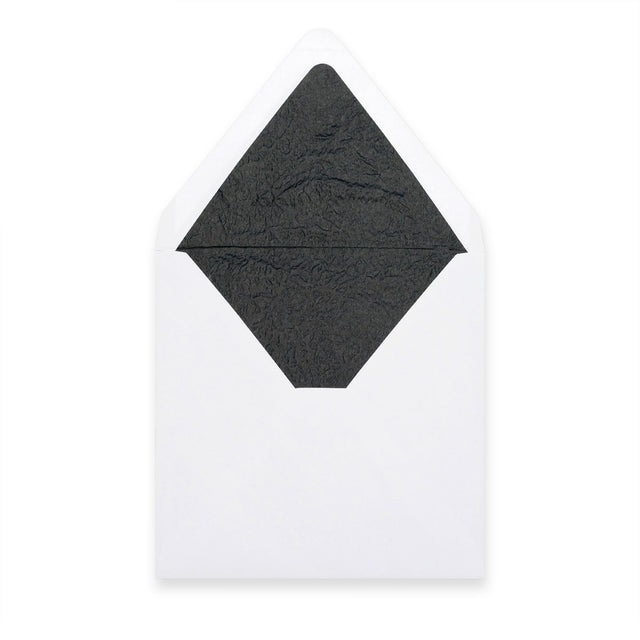 Paper Lined Envelopes White + Black Fancy Paper 160 x 160 mm