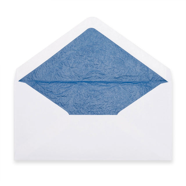 Paper Lined Envelopes White + Blue Fancy Paper 110 x 220 mm (DL)