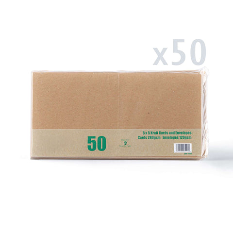 Kraft Cards & Envelopes Pack Manila 130x130 mm + 125x125 mm