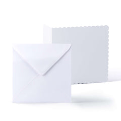 White Scalloped Cards & Envelopes Pack White 121x121 mm + 120x120 mm