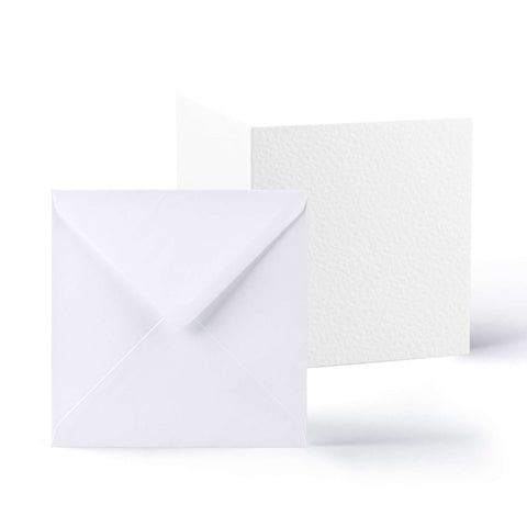 Hammered Cards & Envelopes Pack White 155x155 mm + 145x145 mm
