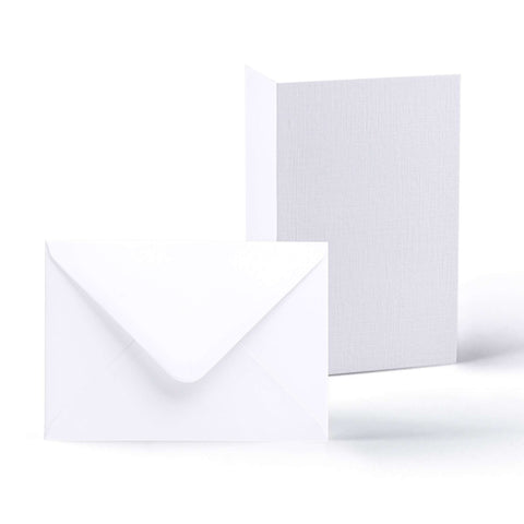 Linen Cards & Envelopes Packs White 114x162 mm + 105x148 mm