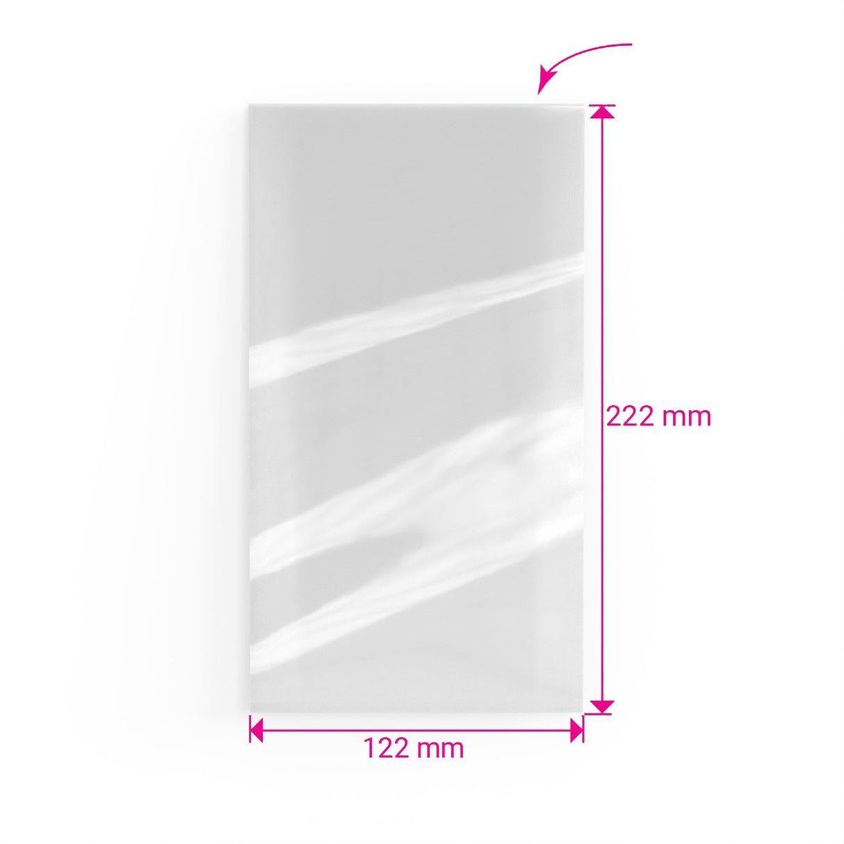 Zellophanhülle, oben offen