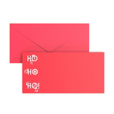 Christmas Envelopes HO HO HO Dark Red 110 x 220 mm (DL) Gummed