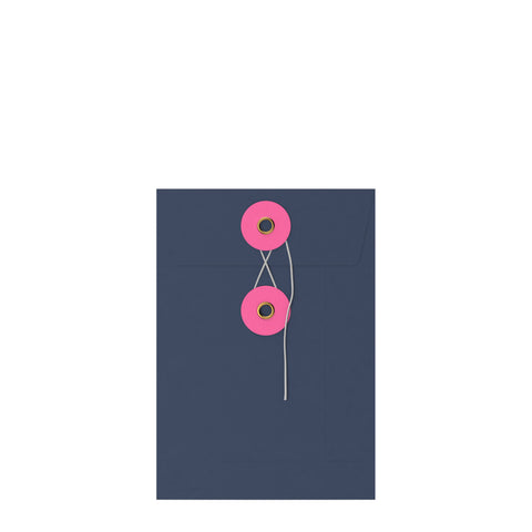 Coloured envelopes with string and washer closure Navy Blue + Pink 162 x 114 mm (C6)