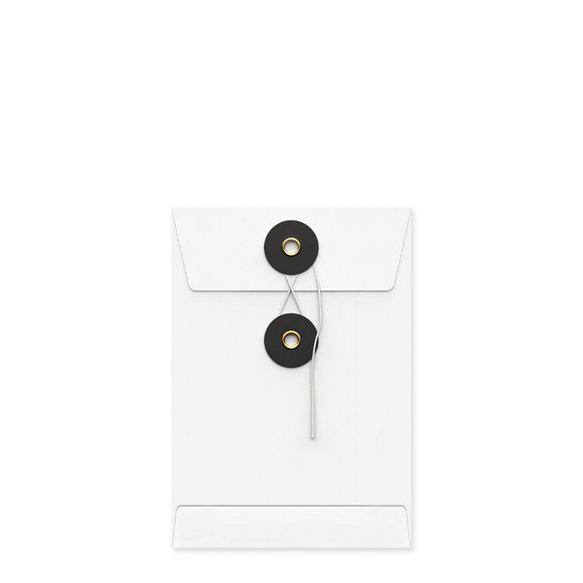 Coloured envelopes with string and washer closure White + Black 162 x 114 mm (C6)