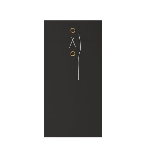 Coloured envelopes with string and washer closure Black 220 x 110 mm (DL)