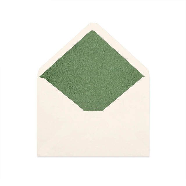 Paper Lined Envelopes Ivory + Green Fancy Paper 162 x 229 mm (C5)