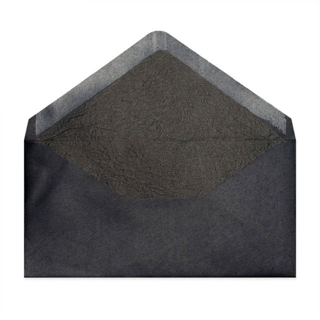 Paper Lined Envelopes Black + Black Fancy Paper 110 x 220 mm (DL)
