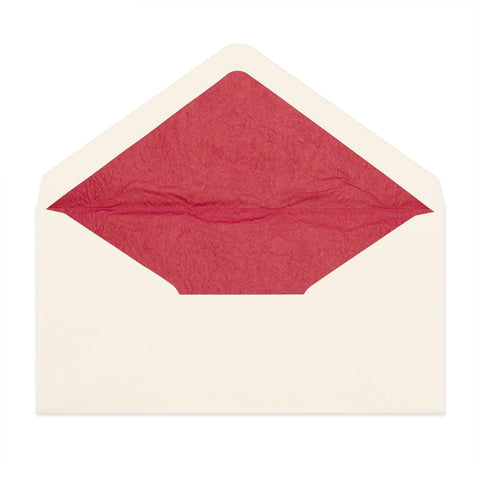 Paper Lined Envelopes Ivory + Red Fancy Paper 110 x 220 mm (DL)