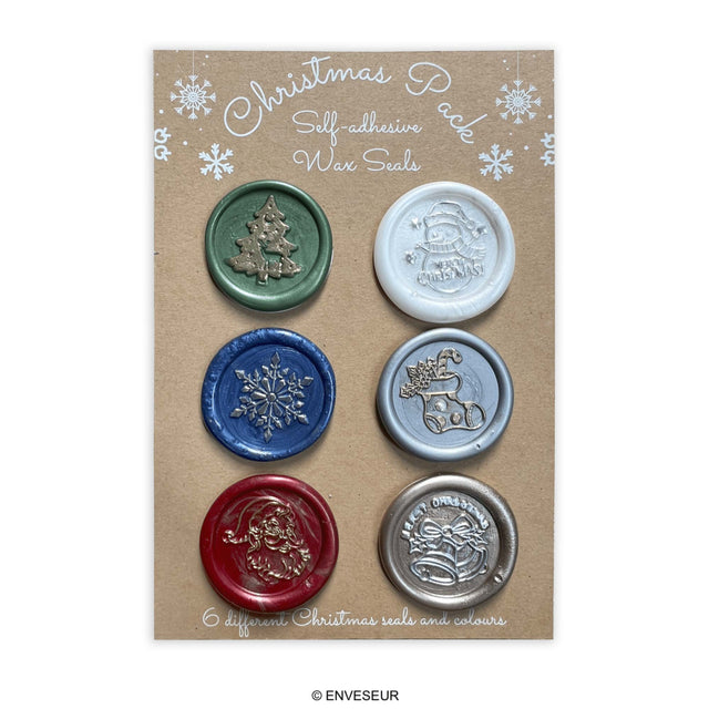 Hand-Painted & Handmade XMAS wax seals (self-adhesive) - 6 designs & colors